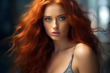 Naklejka premium Beautiful red haired woman.