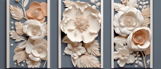 Handcrafted Paper Flower Wall Art Panels