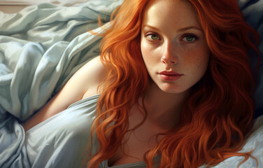 Beautiful red haired woman.