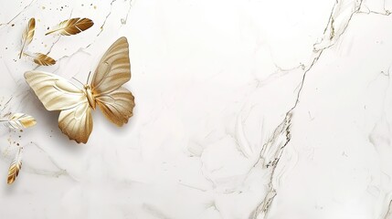 Golden Butterfly on Pristine Marble Countertop