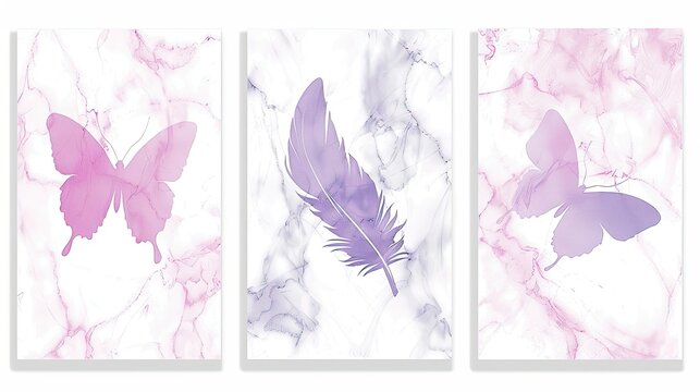 Vibrant Butterfly Artwork Trio in Abstract Style