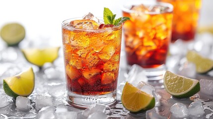 Refreshing Summer Iced Tea on Wooden Table
