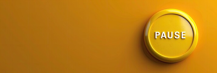 Vibrant Yellow Pause Button Symbolizing Temporary Stop or Halt