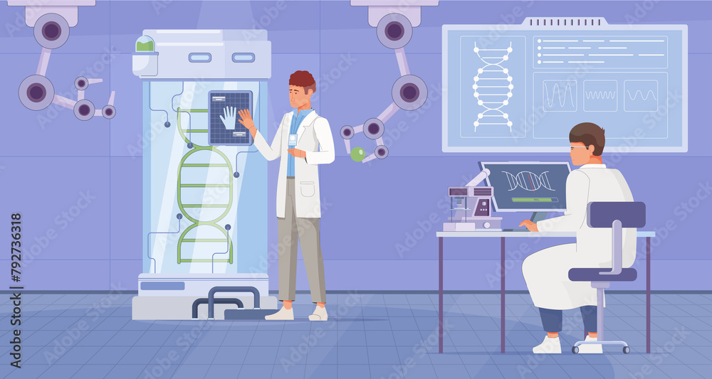 Poster biotechnology illustration in flat design