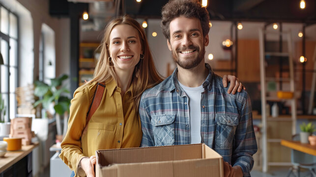 Business team moving to a new office.