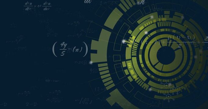 Image of scope scanning over mathematical equations on black background