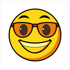 Vector funny emoji illustration with funny glass