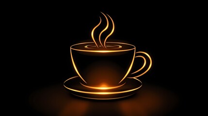 A stylish coffee cup icon with steam rising from it