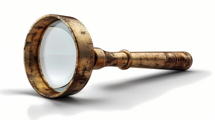 A stylish magnifying glass icon on a solid white background