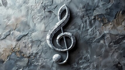 A stylish music note icon on a solid gray background