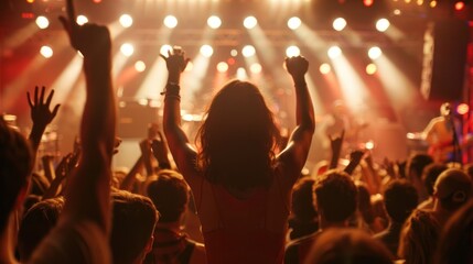 Cheering crowd at concert or music festival.