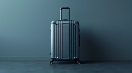 A stylish suitcase icon on a solid gray background