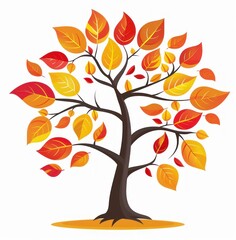 Autumn Splendor: Stylized Tree with a Cascade of Colorful Leaves - Generative AI