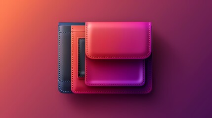 A stylish wallet icon on a solid purple background