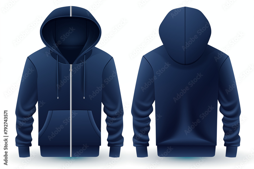 Poster Blue Hoodie Mockup for Product Design front and back view Sleek and Stylish long sleaves