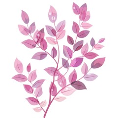 Subtle Pastel Botanicals - Elegant Pink Leaves on Branch - Generative AI Art - 792744102