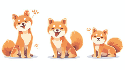 Obraz na płótnie Canvas Kawaii Shiba Inu dogs in Four poses. Hand drawn stick
