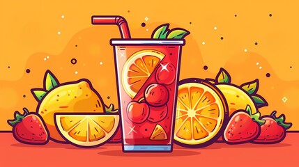 A vibrant food and beverage-themed logo design icon on a solid background