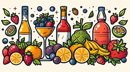 A vibrant food and beverage-themed logo design icon on a solid background
