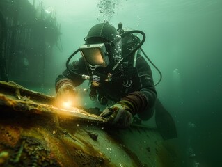 Diving into the Darkness: Underwater Welding Exploration,Navigating the Murky Depths: Underwater Welding Adventure