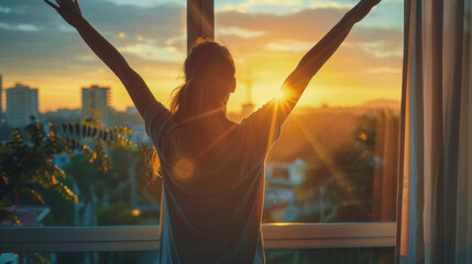 Fototapeta premium Wake up early to receive success and be strong.