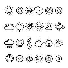 weather icons, sun icon, cloud icon, rain icon, storm icon, moon icon, snow icon, wind icon, temperature icon, cloudy icon, weather, icon, sun, vector, set, cloud, rain, symbol, illustration, storm