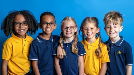 Group of Diverse Children in School Uniforms. Generative ai