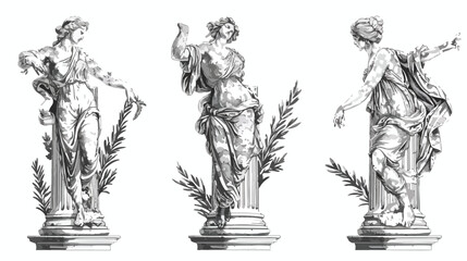Fototapeta na wymiar Marble Statues of Venus column branches. Greek ancien