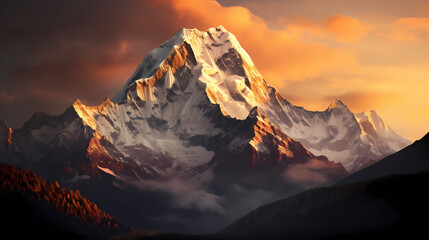 Mountain peak illustration, mountain range PPT background illustration