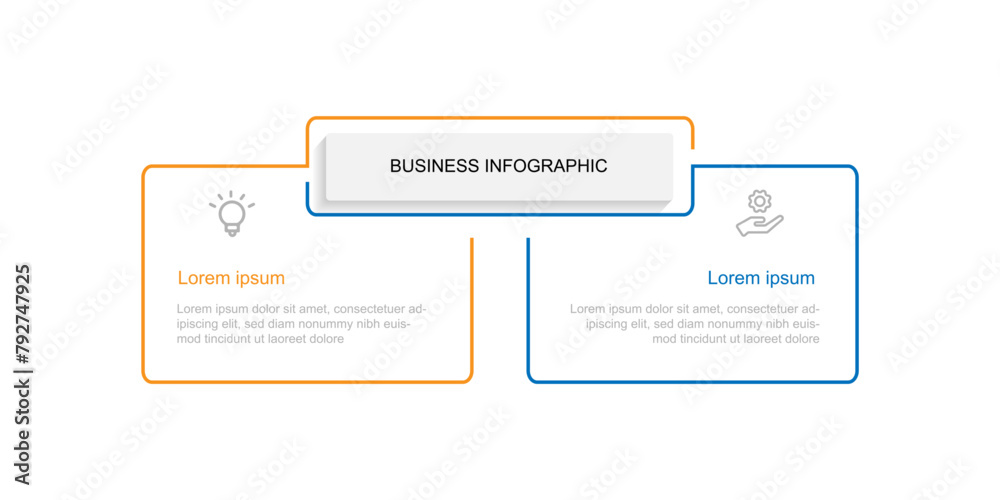 Aufkleber 2 step line process infographic template vector element 
