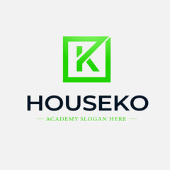 House ko real estate logo design template - Editable Text
