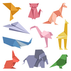 Naklejka premium Animal origami vector. Origami japanese animal set. Modern hobby. Vector illustration EPS10