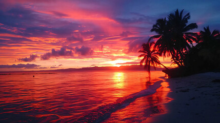 Fototapeta na wymiar Sunset in Fiji