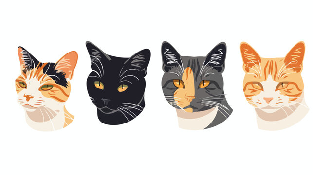 Portraits of different Cats. Cute kittens. Four mood
