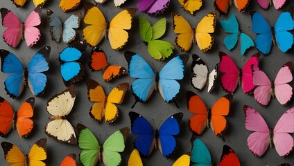 Assortment of colorful butterflies, cut out Generative AI