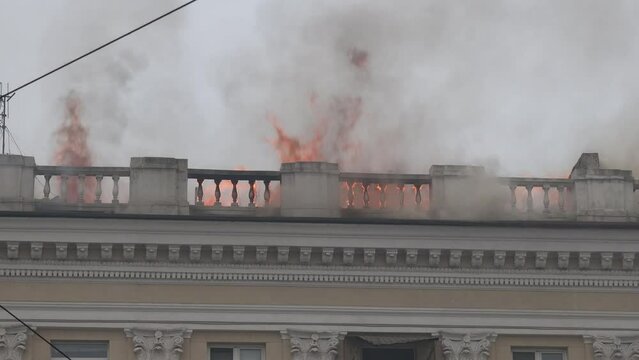A Russian missile hit a residential building in the city of Dnepr, Ukraine. Damaged apartment building after a massive missile attack. Consequences of the attack. 