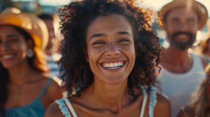 A joyful gathering of people from different backgrounds and ages coming together to celebrate and engage in communal activities.