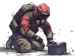 Expert Defuses Suspicious Device with Precision and Calm: A Bomb Disposal Specialist in Action