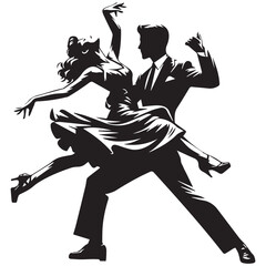 Fototapeta premium Rock and Roll Dance Vector Illustration in black and white