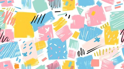 Obraz premium minimal pastel colored seamless geometric pattern with grungy artistic design, Generative Ai 