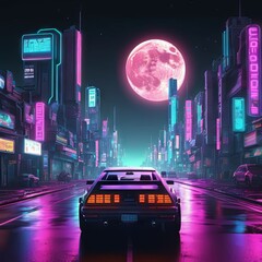 cyberpunk street car