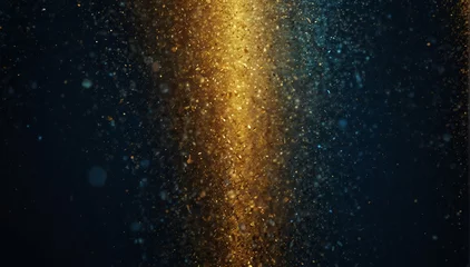 Fotobehang midnight blue golden wave light bright glitter background from Generative AI © Arceli