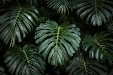 Tropical palm leaves pattern background. Ai generative