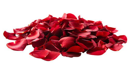 Red rose petals on a white background