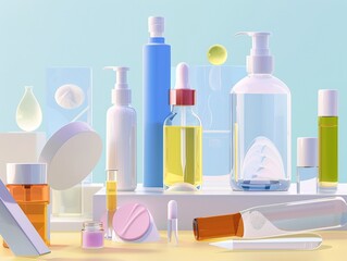 Naklejka premium Design an educational poster highlighting the safety aspects and regulatory considerations of using nanocarriers in skincare products. 