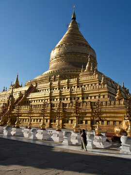 The Shwe Zigon, a Buddhist temple, Nyaung-U, near Bagan (Pagan), Myanmar (Burma), Asia