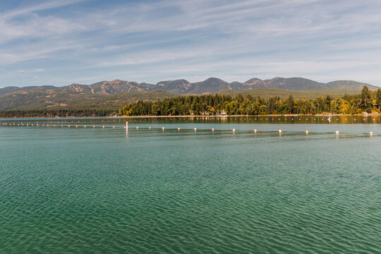 City Beach water with Whitefish Mountain Resort in the background