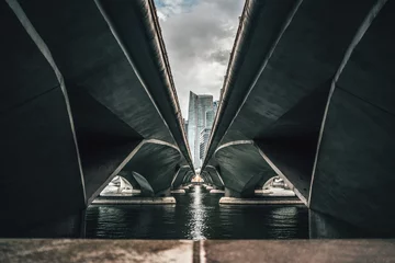 Tuinposter Symmetrical Overpass Going Over a River in Singapore © Cavan