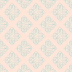 Blush and Blue Damask Digital Paper, Pattern Digital Paper