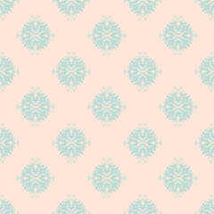 Blush and Blue Damask Digital Paper, Pattern Digital Paper